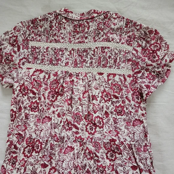 Anthropologie Georgina floral maroon cream dress flowy midi womens small - Picture 11 of 14